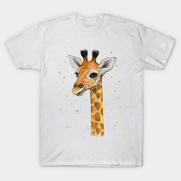 Giraffe Baby with Hearts T-Shirt by Olechka